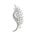 Gold and Silver Crystal Wheat Pearl Look Metal Brooch Pair view 1