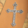 Ornate Floral Cross Pendant With Raised Border Details For Jewelry Making view 6