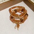 Coffee Brown Multi-Strand Beaded Bracelet Four-Piece Set view 6
