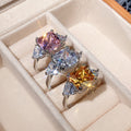 Silver Tone Oval Stone Halo Ring In Three Colors Jewelry view 3