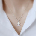 Silver Tone Smooth Snowflake Pendant Necklace Fine Chain view 2