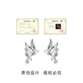 Silver Tone Flying Bird White Pearl And Clear Stone Stud Earrings view 3