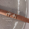 Gold Double Layer Hoop Studs With Crystal Starburst Stars view 6