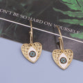 Gold Tone Openwork Heart Evil Eye Long Hook Earrings view 4