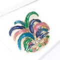 Multicolor Venetian Mask Brooch With Enamel Feather Plumes view 4