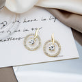Gold Crystal Circle Stud Earrings Center Stone Flame view 3