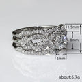 Interwoven Crystal Leaf Wide Band Ring in Silver Tone view 4