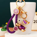 Jeweled Flying Rabbit Fortune Keychains in Four Pictured Colors view 2