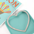 Silver Rhinestone Open Heart Hanging Ornament Ribbon view 2