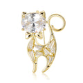 Crystal Cat Brooch Clear Oval Head Bow Gold or Silver view 5