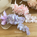 Fabric Flower Cascade Duckbill Hair Clips Pink Purple view 4