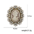 Antique Gold Silver Rhinestone Cameo Lady Portrait Brooch view 5