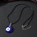 Round Glass Evil Eye Pendant Necklaces on Black Cords view 4