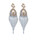 Silver Tone Crystal Teardrop Fringe Statement Earrings view 5