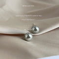 Grey Glass Pearl Round Stud Earrings Multiple Size Options view 8
