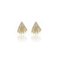 Gold Fan Geometric Stud Earrings Rhinestone Curve Rows view 5