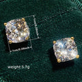 Gold Tone Square Colored Stone Stud Earrings Five Colors view 4