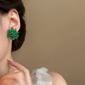 Translucent Beaded Grape Cluster Stud Earrings in Five Colors view 3