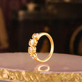 Wavy Four Zircon Stainless Steel Rings Gold Steel Sizes 6-8 view 2