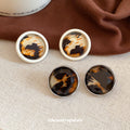 Leopard Pattern Round Resin Stud Earrings Jewelry Accessory view 4