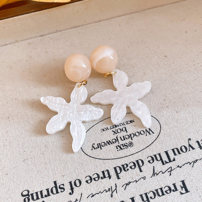 Textured Starfish Statement Drop Earrings Four Colors