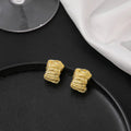Gold and Silver Textured Multi Line Chunky C Hoop Earrings view 6