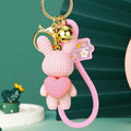 Faux Knit Heart Rabbit Keychains in Six Pictured Color Combinations view 1