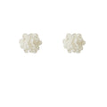 Translucent White Layered Flower Petal Stud Earrings For Women view 5