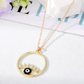 Gold Tone Open Circle Lash Evil Eye Pendant Necklaces view 6