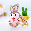 Pink Rabbit Keychains in Standing and Sitting Poses with Braided and Clasp Free Loops view 6