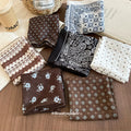 Brown Blue Paisley Polka Dot And Leopard Print Scarves view 2