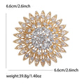 Large Openwork Sunflower Brooch Crystal Cluster Metal Pin view 11