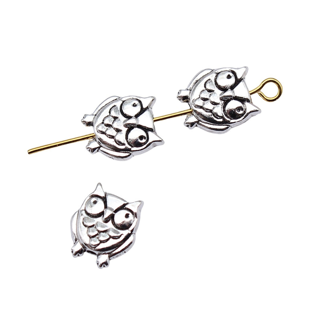 11x9mm 1g Antique Silver Zinc Alloy Double Sided Owl Loose Metal Cat Beads for DIY Jewelry Making