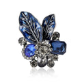 Enamel Leaf Crystal Cluster Brooch Yellow Blue Green view 5