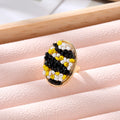 Gold Tone Oval Seed Bead Adjustable Rings in Four Colorways view 3