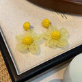 Four Color Layered Fabric Petal Flower Stud Earrings view 8