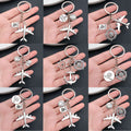 Nine-Style Antique Silver Airplane Globe Passport Travel Keychain Collection view 2