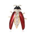 Enamel Cicada Brooch in Metal with Long Enamel Wings with Crystal-set Inner Panels view 5