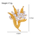 Gold Tone Leaf Pearl Look Metal Brooch Pin for Jackets and Lapels view 2