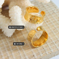 Wide Hammered Open Cuff Ring Gold Tone Matte Finish view 2