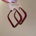 Open Square Hoop Earrings In White And Red Jewelry Design view 7