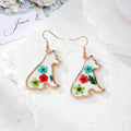Gold Animal Outline Resin Dried Flower Earrings 8 Styles view 8