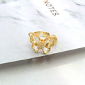 Gold Tone Crystal Butterfly Adjustable Open Rings in Twelve Colors view 5