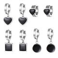 Silver Tone Black Geometric Huggie Drop Earrings in Five Designs view 5