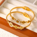 Gold Tree of Life Hinged Bangle Bracelet Zircon Metal view 4