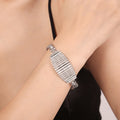 Fan Bar Lattice Crystal Necklace Bracelet Gold Steel view 6