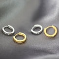 Gold White Tone Roman Numeral Cutout Huggie Hoop Earrings view 2