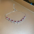 Oval Halo Crystal Slider Bracelet In Blue Clear Green Or Pink view 9