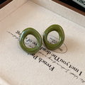 Glossy Resin Open Oval Geometric Statement Stud Earrings view 6