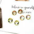 Gold Tone Round Printed Cat Portrait Stud Earrings in Three Designs view 1